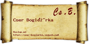 Cser Boglárka névjegykártya
